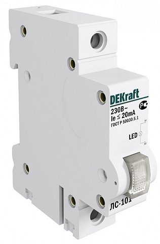 Dekraft Лампа сигнальная на DIN-рейку 1P БЕЛАЯ LED ЛС-101 220В