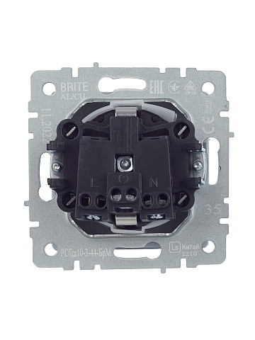 IEK BRITE Розетка 1-местная с заземлением с защитными шторками и крышкой 16А IP44 РСбш10-3-44-БрМ маренго