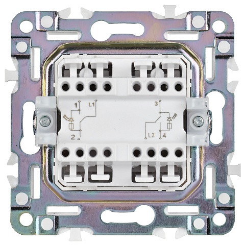 IEK SKANDY Серый Выключатель 2-клавишный проходной с индикацией 10А SK-V10Gr