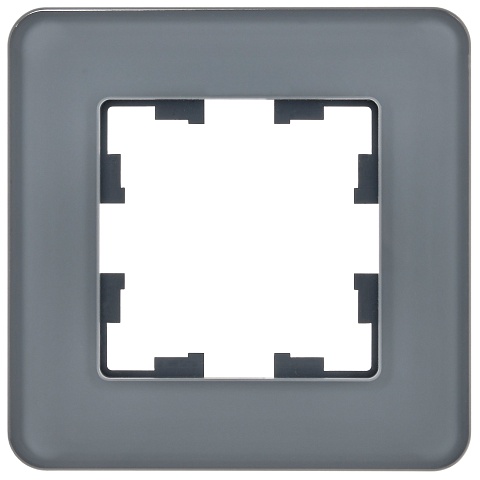 IEK BRITE DECOR Графит матовый стекло скругл.угол Рамка 1-м РУ-1-2-Бр RE