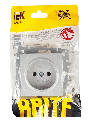 IEK BRITE Розетка 1-местная без заземления без защитных шторок 10А РС10-1-0-БрА алюминий