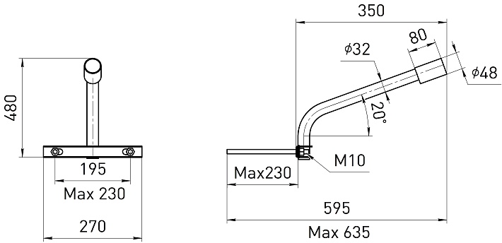 ЭРА Кронштейн на опору SPP-AC3-0-350-048 с 1 хомутом 350mm d48mm