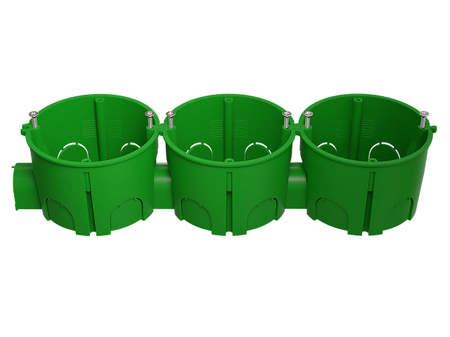 ЭРА Коробка установочная KUTS1-68-45-green зеленая 68х45мм для твердых стен с саморезами, один стыковочный узел IP20