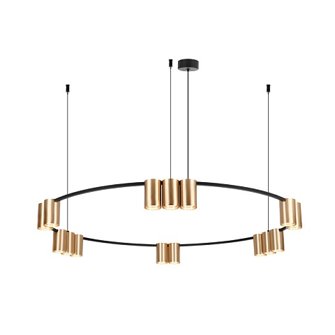Denkirs DK4067-BK+SG Подвесной светильник ORBIT, IP20, 15xGU10 LED, до 15 Вт, черный + сатинированное золото, алюминий