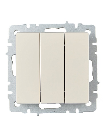 IEK BRITE Выключатель 3-клавишный 10А ВС10-3-0-БрКр бежевый
