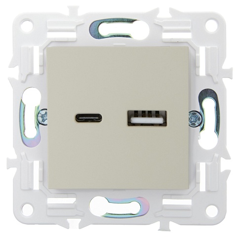 IEK SKANDY Бежевый Розетка USB A+C 3,1А SK-R14B