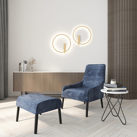 Denkirs DK5035-SG Бра ROUND со светодиодом, IP20, 24W, 3000/4000/6500K, матовое золото, алюминий