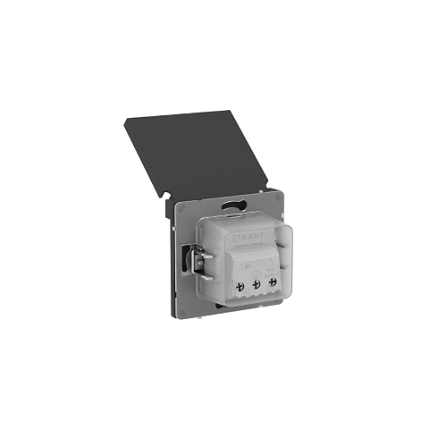 DKC KANT Розетка силовая, 2P+E, с з/ш, с крышкой, IP44, черный уголь