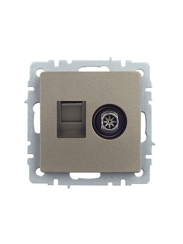 IEK BRITE Розетка двойная TV+RJ45 кат.5E РТВ/РК12-БрШ шампань