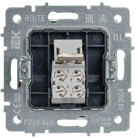 IEK BRITE BASE Белый Розетка телефонная RJ11 РТ10-БрБ