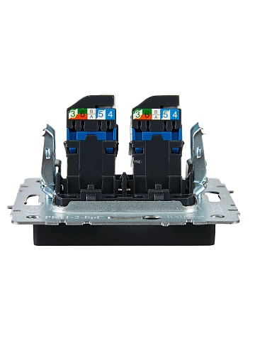 IEK BRITE BASE Черный Розетка комп. 2-ая RJ45 кат.6 РК11-2-БрЧ
