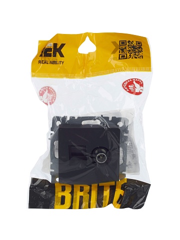 IEK BRITE Розетка двойная TV+RJ45 кат.5E РТВ/РК12-БрГ графит